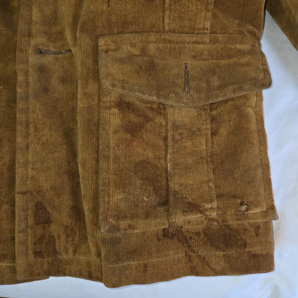 Vintage Distressed Corduroy Coat Put On Show Halloween Costume Prop Sz 22 Brown - Picture 4 of 16